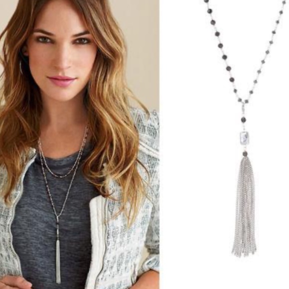 Stella and Dot -tassel necklace, blue necklace & wrap bracelet NO STUD BRACELET - Picture 6 of 6